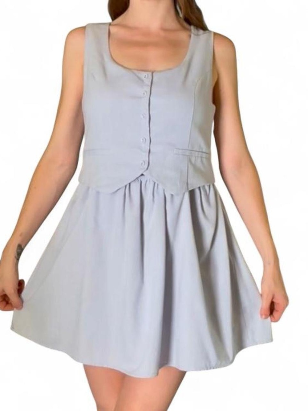 Light blue linen mini dress from paper heart